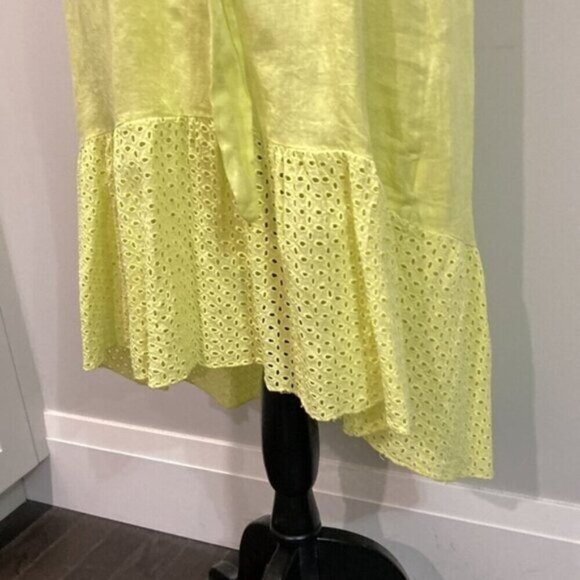 Via Signora Neon Yellow Linen Maxi Dress Medium fit - Picture 5 of 16